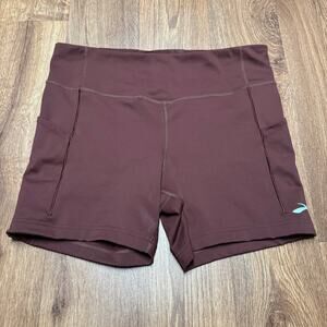 Brooks Running Womens Copper Brown 4" Biker Shorts Size XL Side Pockets